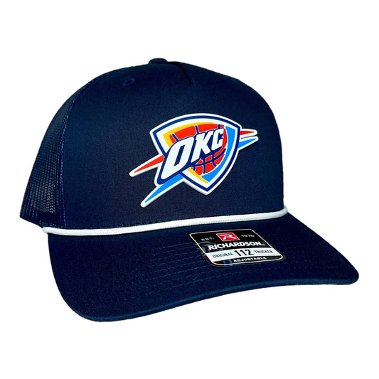 Oklahoma City Thunder 3D Snapback Trucker Rope Hat- Navy/ White