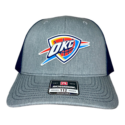 Oklahoma City Thunder 3D Snapback Trucker Hat- Heather Grey/ Navy