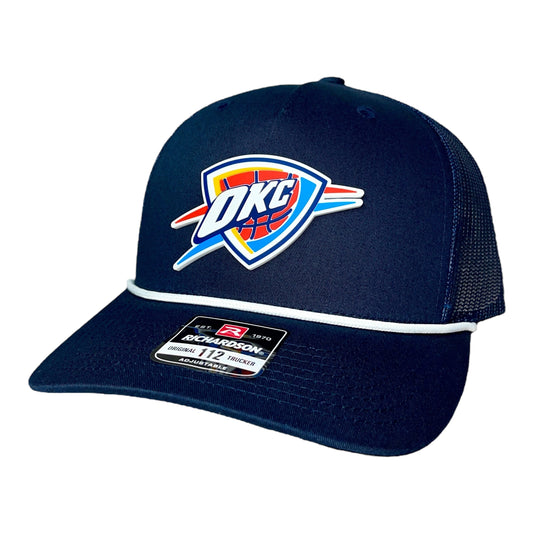 Oklahoma City Thunder 3D Snapback Trucker Rope Hat- Navy/ White