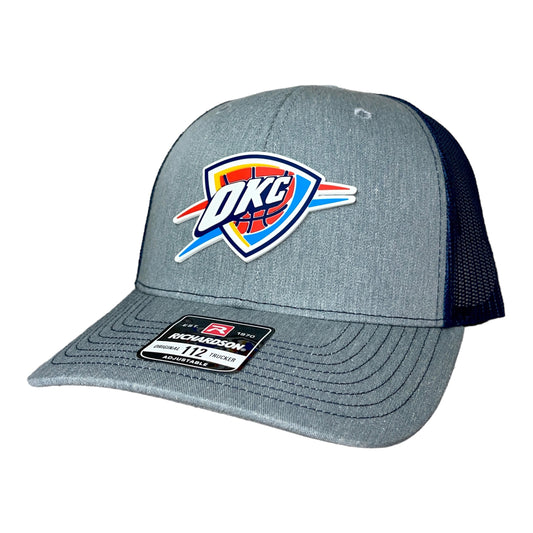 Oklahoma City Thunder 3D Snapback Trucker Hat- Heather Grey/ Navy