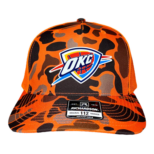 Oklahoma City Thunder 3D Snapback Trucker Hat- Blaze Duck Camo/ Blaze