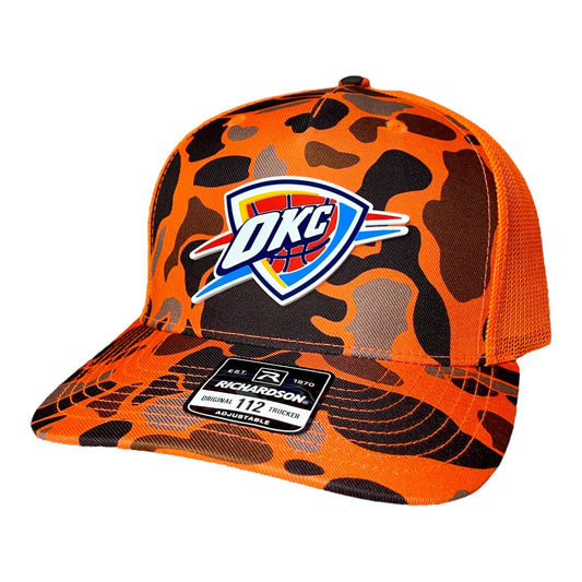 Oklahoma City Thunder 3D Snapback Trucker Hat- Blaze Duck Camo/ Blaze