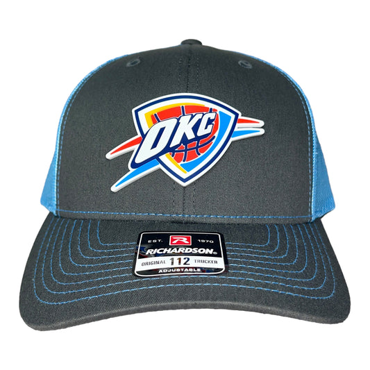 Oklahoma City Thunder 3D Snapback Trucker Hat- Charcoal/ Columbia Blue