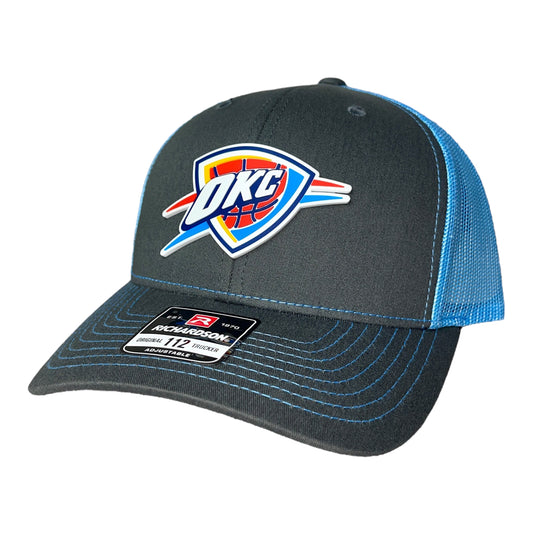 Oklahoma City Thunder 3D Snapback Trucker Hat- Charcoal/ Columbia Blue