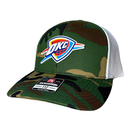 Oklahoma City Thunder 3D Snapback Trucker Hat- Army Camo/ White