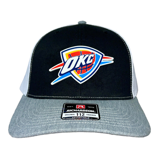 Oklahoma City Thunder 3D Snapback Trucker Hat- Black/ White/ Heather Grey