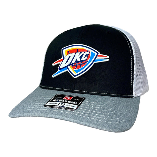 Oklahoma City Thunder 3D Snapback Trucker Hat- Black/ White/ Heather Grey