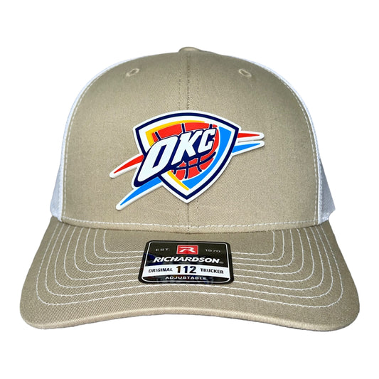 Oklahoma City Thunder 3D Snapback Trucker Hat- Tan/ White