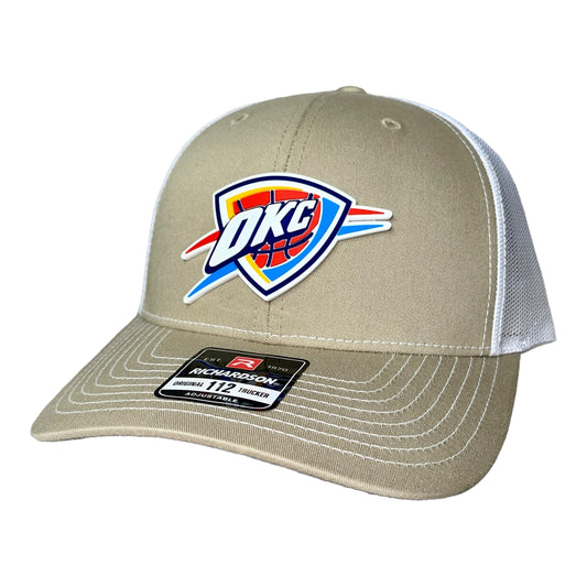 Oklahoma City Thunder 3D Snapback Trucker Hat- Tan/ White