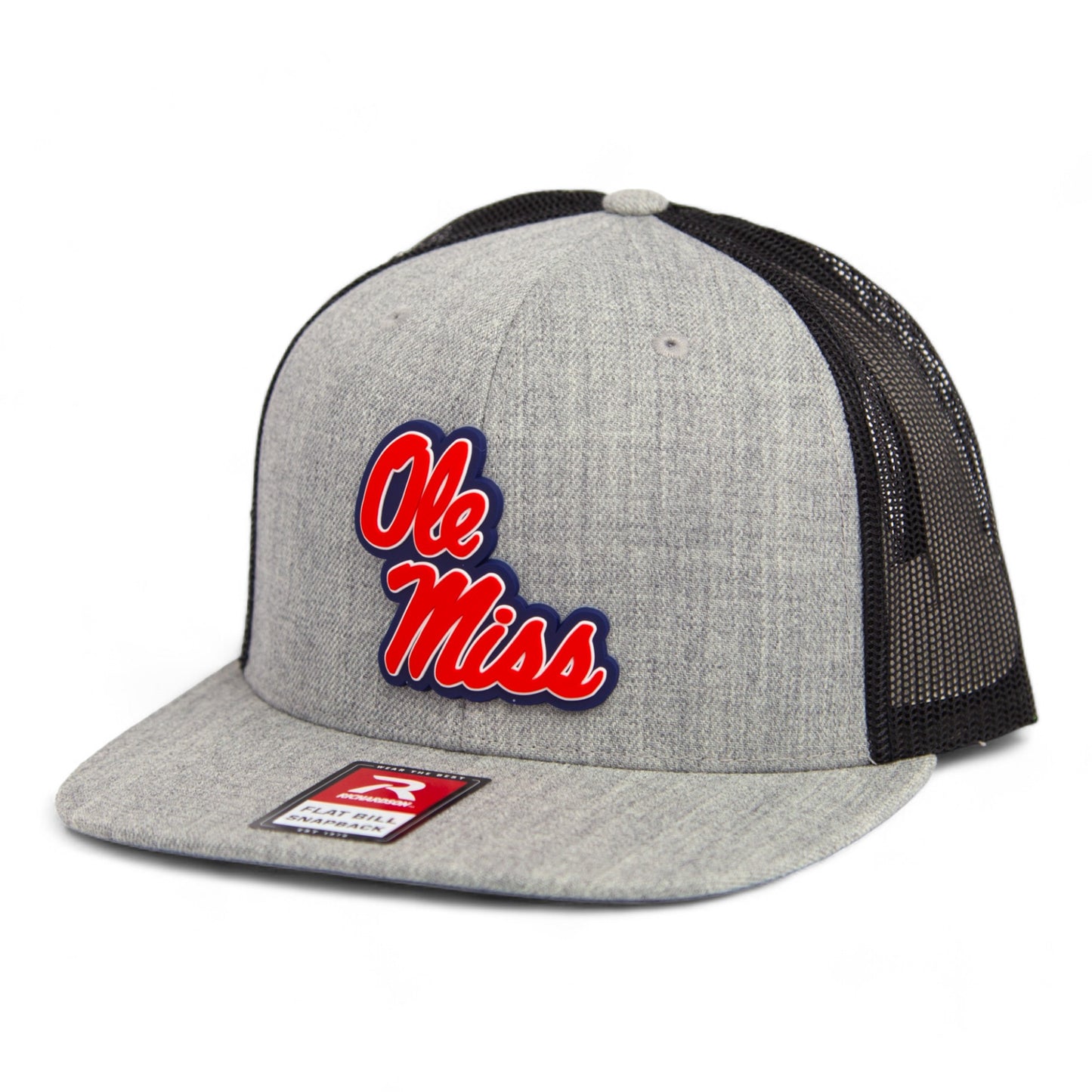 Ole Miss Rebels 3D Wool Blend Flat Bill Hat- Heather Grey/ Black