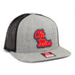 Ole Miss Rebels 3D Wool Blend Flat Bill Hat- Heather Grey/ Black