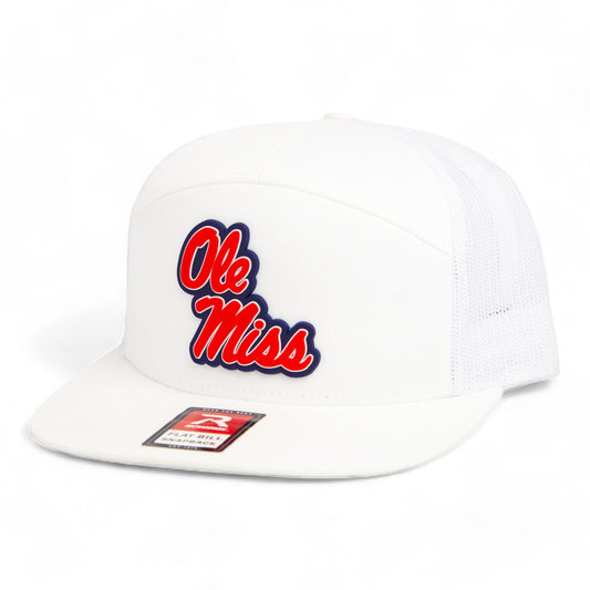 Ole Miss Rebels 3D Snapback Seven-Panel Flat Bill Trucker Hat- White