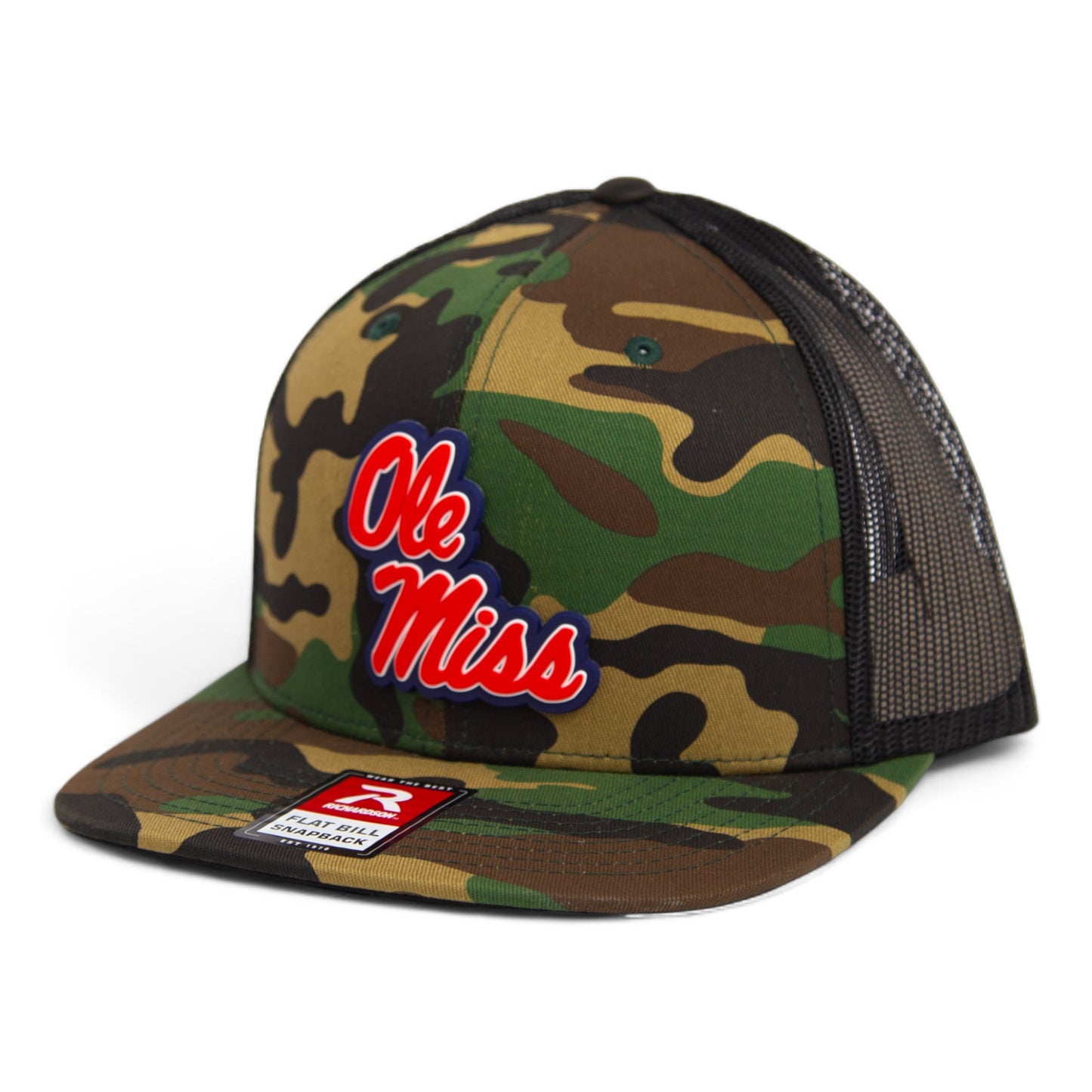 Ole Miss Rebels 3D Wool Blend Flat Bill Hat- Army Camo/ Black