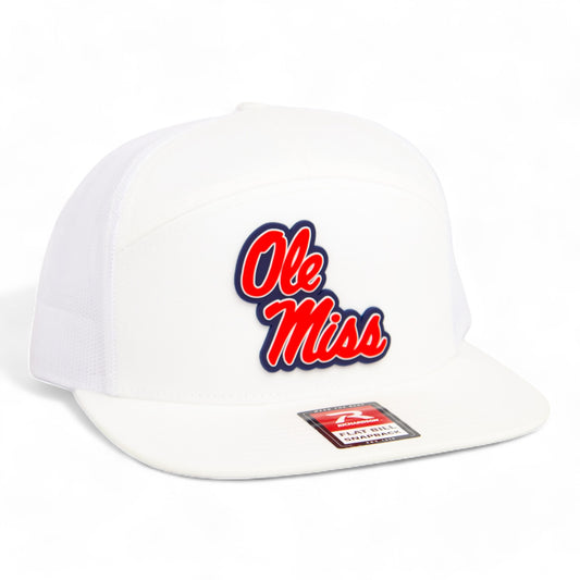 Ole Miss Rebels 3D Snapback Seven-Panel Flat Bill Trucker Hat- White