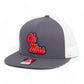 Ole Miss Rebels 3D Wool Blend Flat Bill Hat- Charcoal/ White