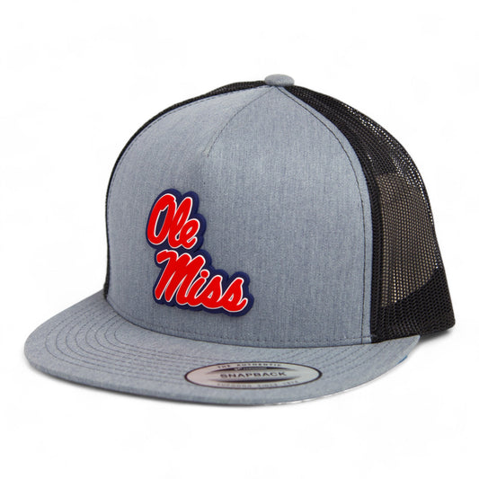 Ole Miss Rebels 3D YP Snapback Flat Bill Trucker Hat- Heather Grey/ Black