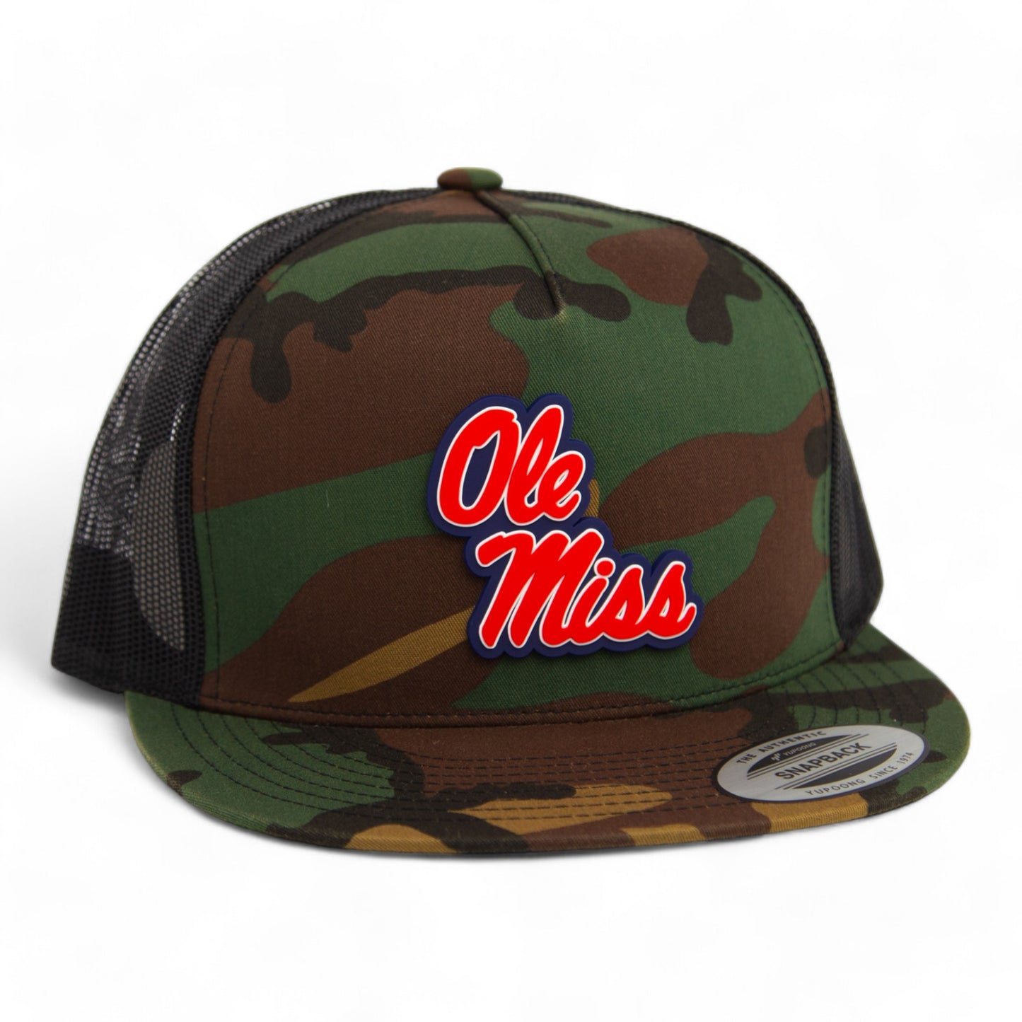 Ole Miss Rebels 3D YP Snapback Flat Bill Trucker Hat- Army Camo/ Black