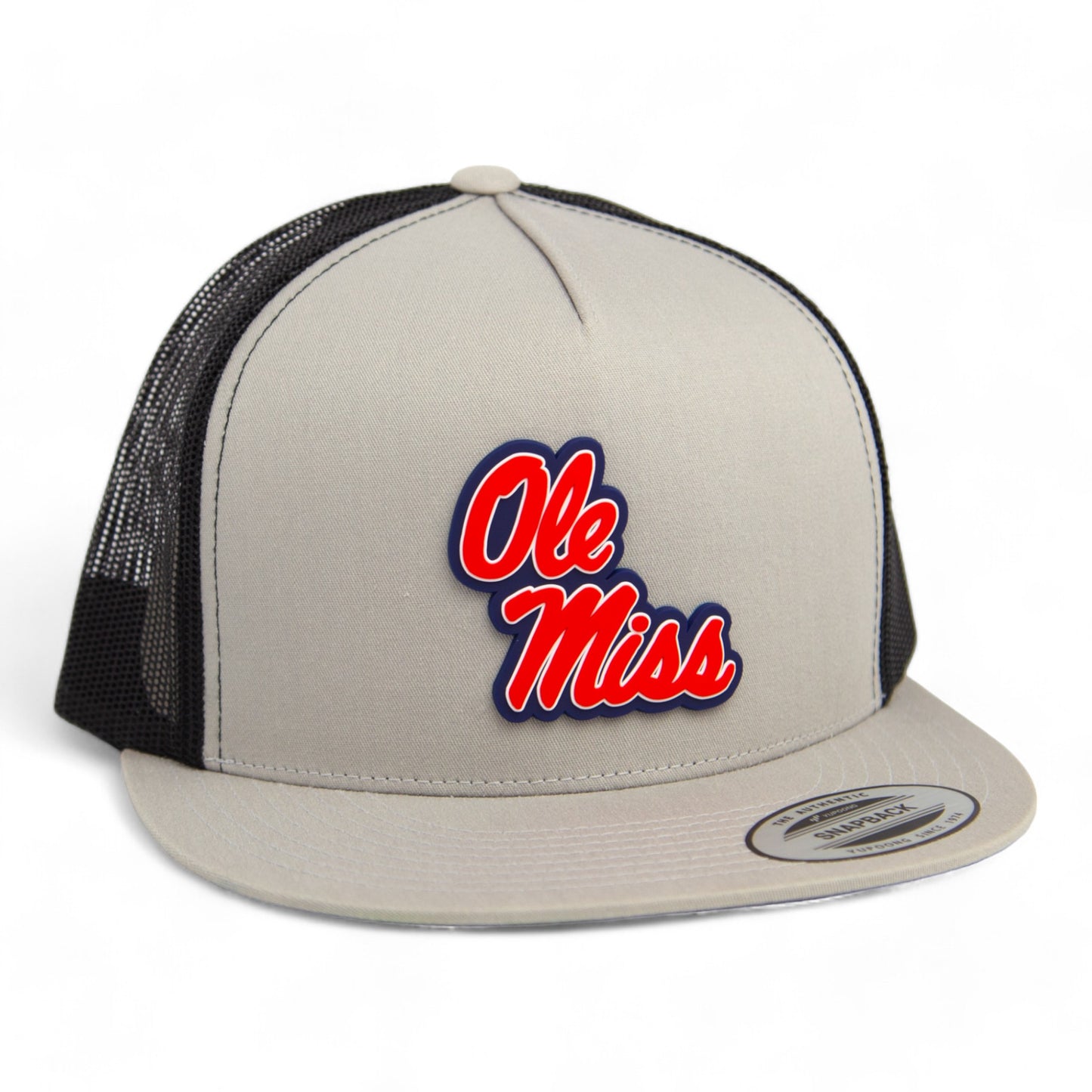 Ole Miss Rebels 3D YP Snapback Flat Bill Trucker Hat- Silver/ Black