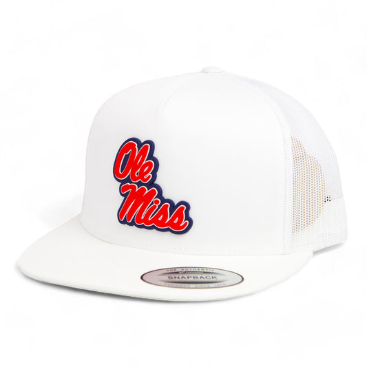 Ole Miss Rebels 3D YP Snapback Flat Bill Trucker Hat- White