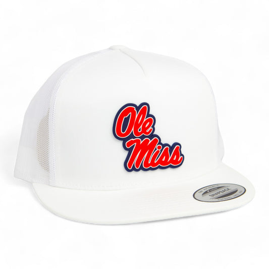 Ole Miss Rebels 3D YP Snapback Flat Bill Trucker Hat- White