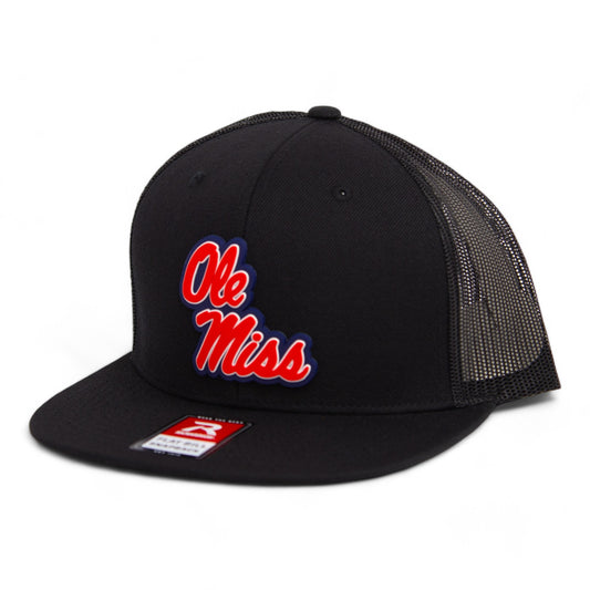 Ole Miss Rebels 3D Wool Blend Flat Bill Hat- Black