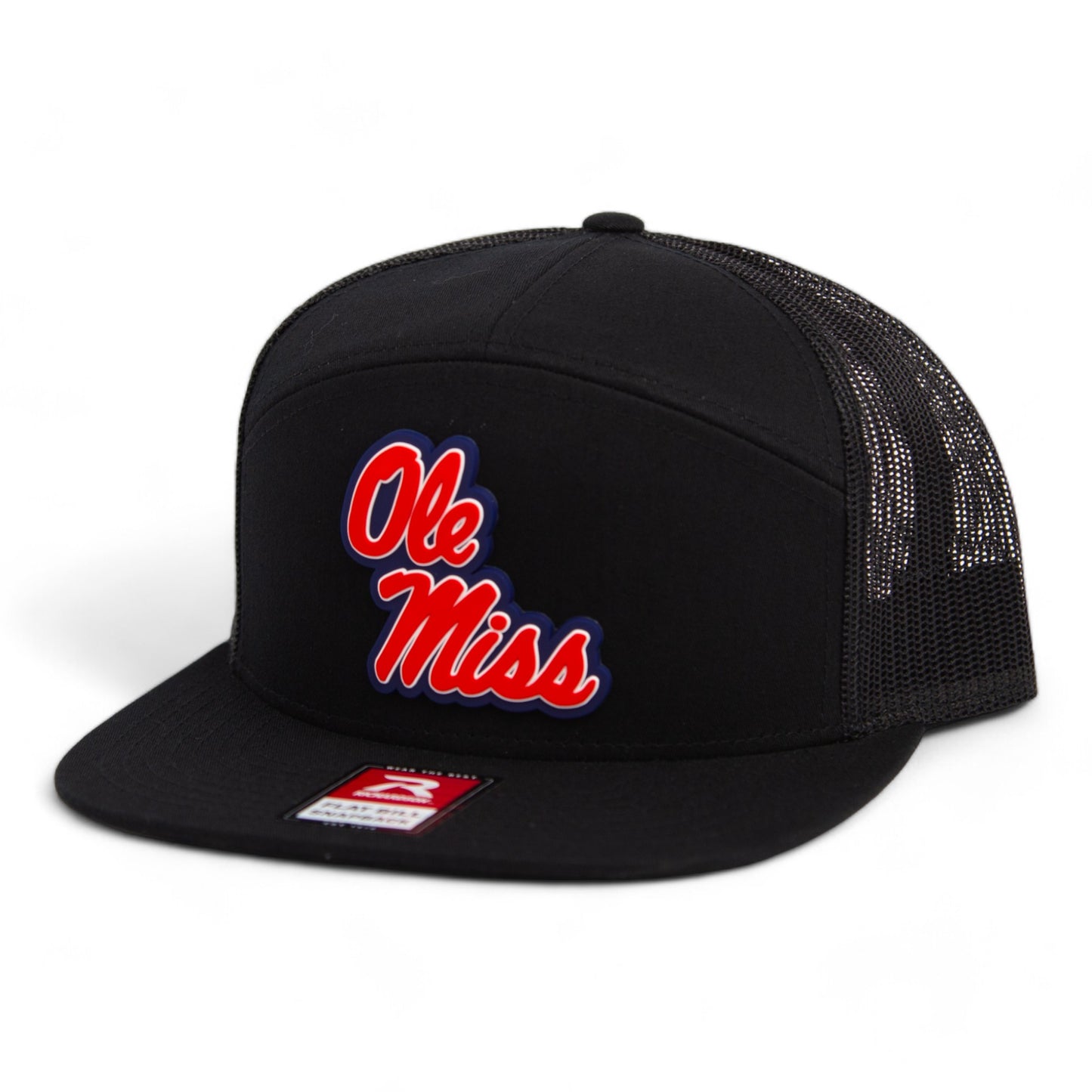 Ole Miss Rebels 3D Snapback Seven-Panel Flat Bill Trucker Hat- Black