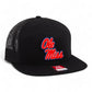 Ole Miss Rebels 3D Snapback Seven-Panel Flat Bill Trucker Hat- Black