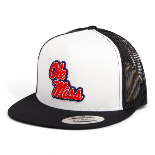 Ole Miss Rebels 3D YP Snapback Flat Bill Trucker Hat- White/ Black