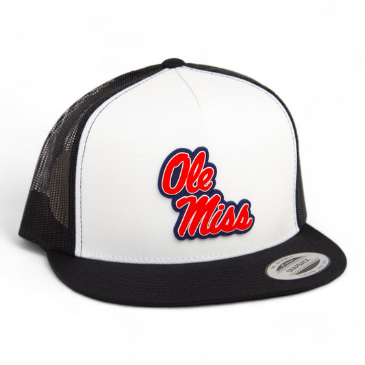 Ole Miss Rebels 3D YP Snapback Flat Bill Trucker Hat- White/ Black