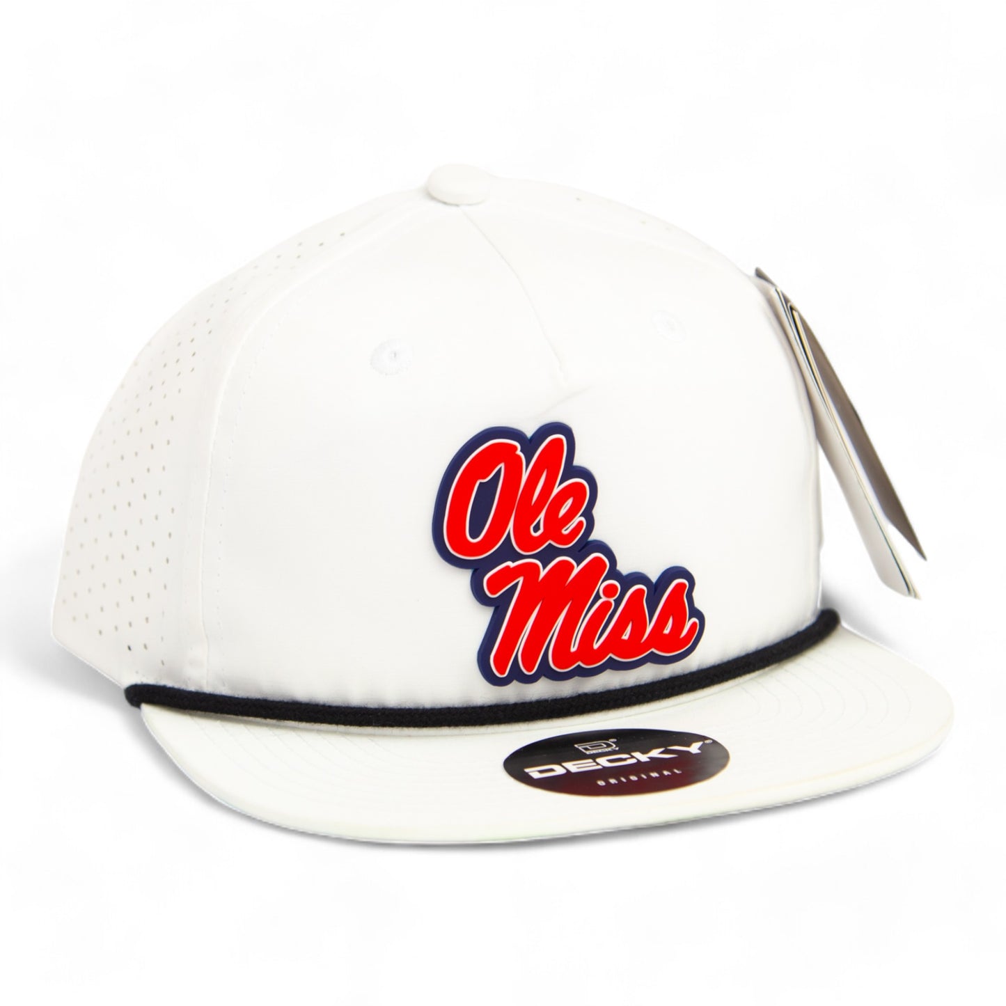 Ole Miss Rebels 3D Perforated Rope Hat- White/ Black