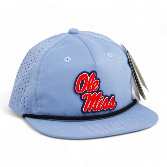 Ole Miss Rebels 3D Perforated Rope Hat- Sky/ Black