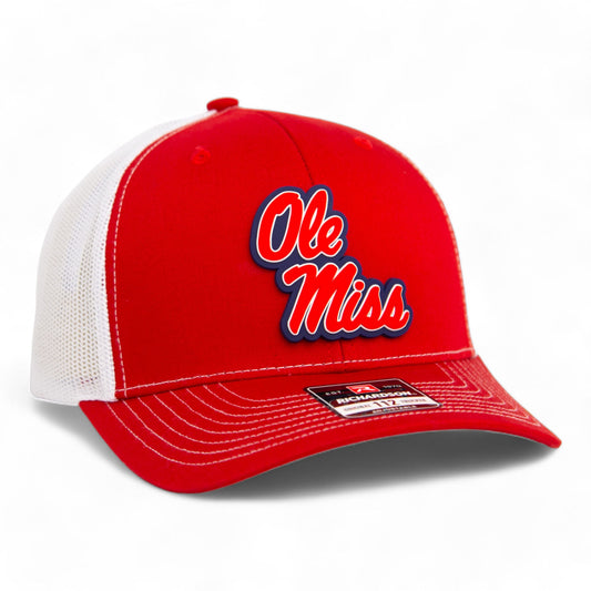 Ole Miss Rebels 3D Snapback Trucker Hat- Red/ White