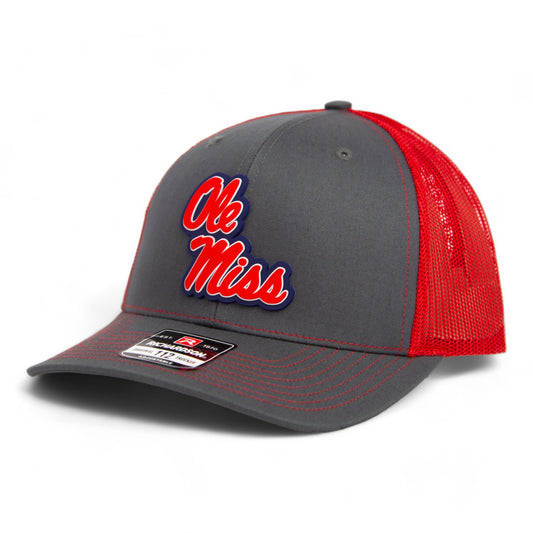 Ole Miss Rebels 3D Snapback Trucker Hat- Charcoal/ Red