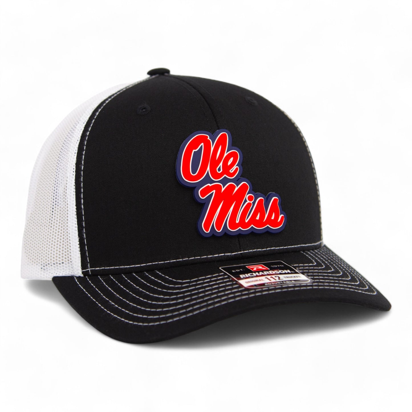 Ole Miss Rebels 3D Snapback Trucker Hat- Black/ White