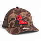 Ole Miss Rebels 3D Snapback Trucker Hat- Bark Duck Camo/ Brown