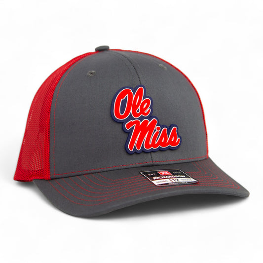 Ole Miss Rebels 3D Snapback Trucker Hat- Charcoal/ Red