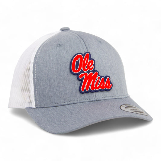 Ole Miss Rebels 3D YP Snapback Trucker Hat- Heather Grey/ White