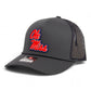 Ole Miss Rebels 3D Snapback Trucker Rope Hat- Charcoal