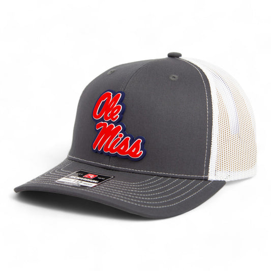 Ole Miss Rebels 3D Snapback Trucker Hat- Charcoal/ White