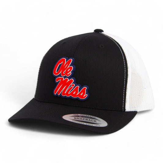 Ole Miss Rebels 3D YP Snapback Trucker Hat- Black/ White