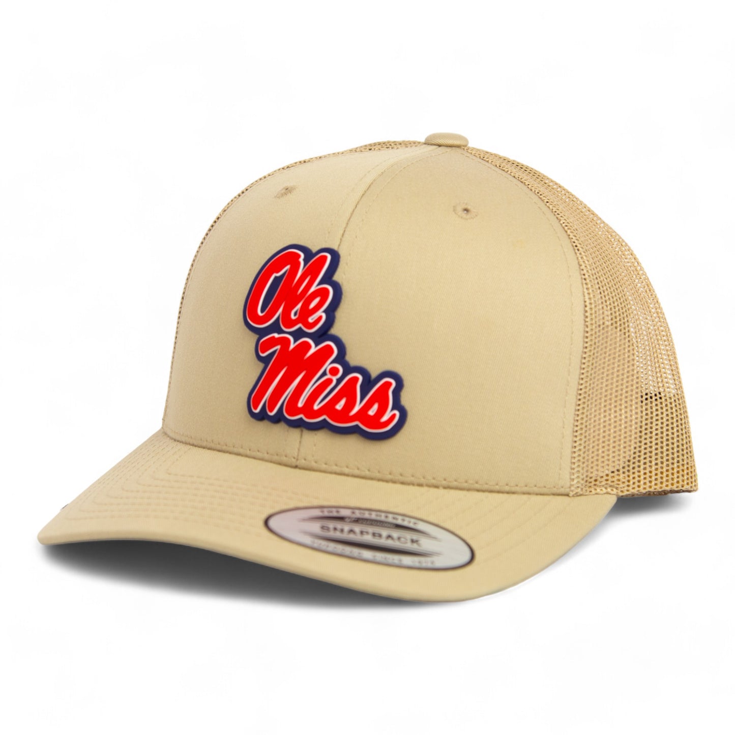 Ole Miss Rebels 3D YP Snapback Trucker Hat- Tan