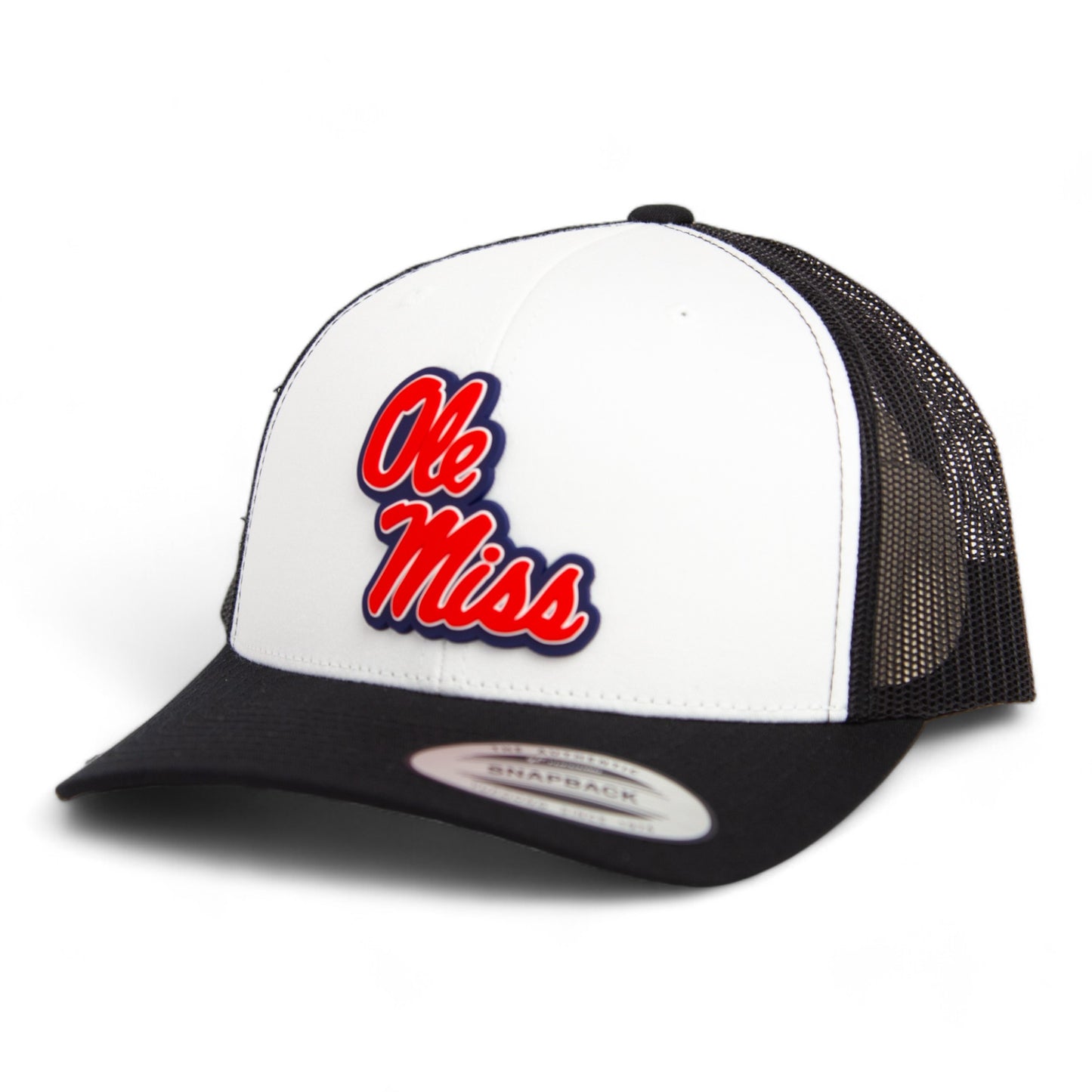 Ole Miss Rebels 3D YP Snapback Trucker Hat- White/ Black