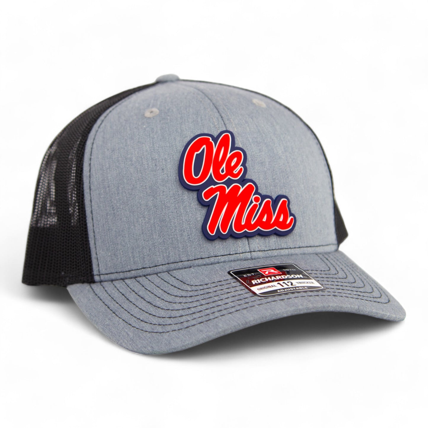 Ole Miss Rebels 3D Snapback Trucker Hat- Heather Grey/ Black