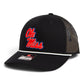 Ole Miss Rebels 3D Snapback Trucker Rope Hat- Black/ White