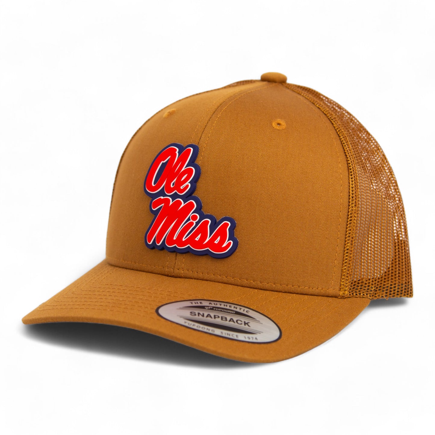 Ole Miss Rebels 3D YP Snapback Trucker Hat- Caramel