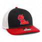 Ole Miss Rebels 3D Snapback Trucker Hat- Black/ White/ Red