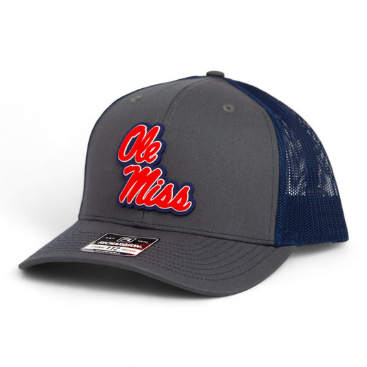 Ole Miss Rebels 3D Snapback Trucker Hat- Charcoal/ Navy