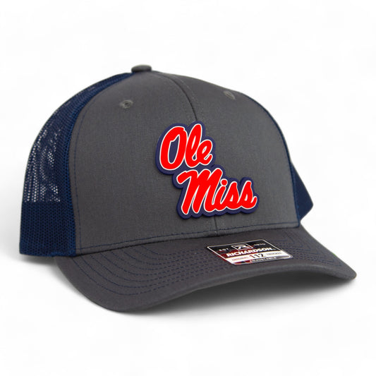 Ole Miss Rebels 3D Snapback Trucker Hat- Charcoal/ Navy