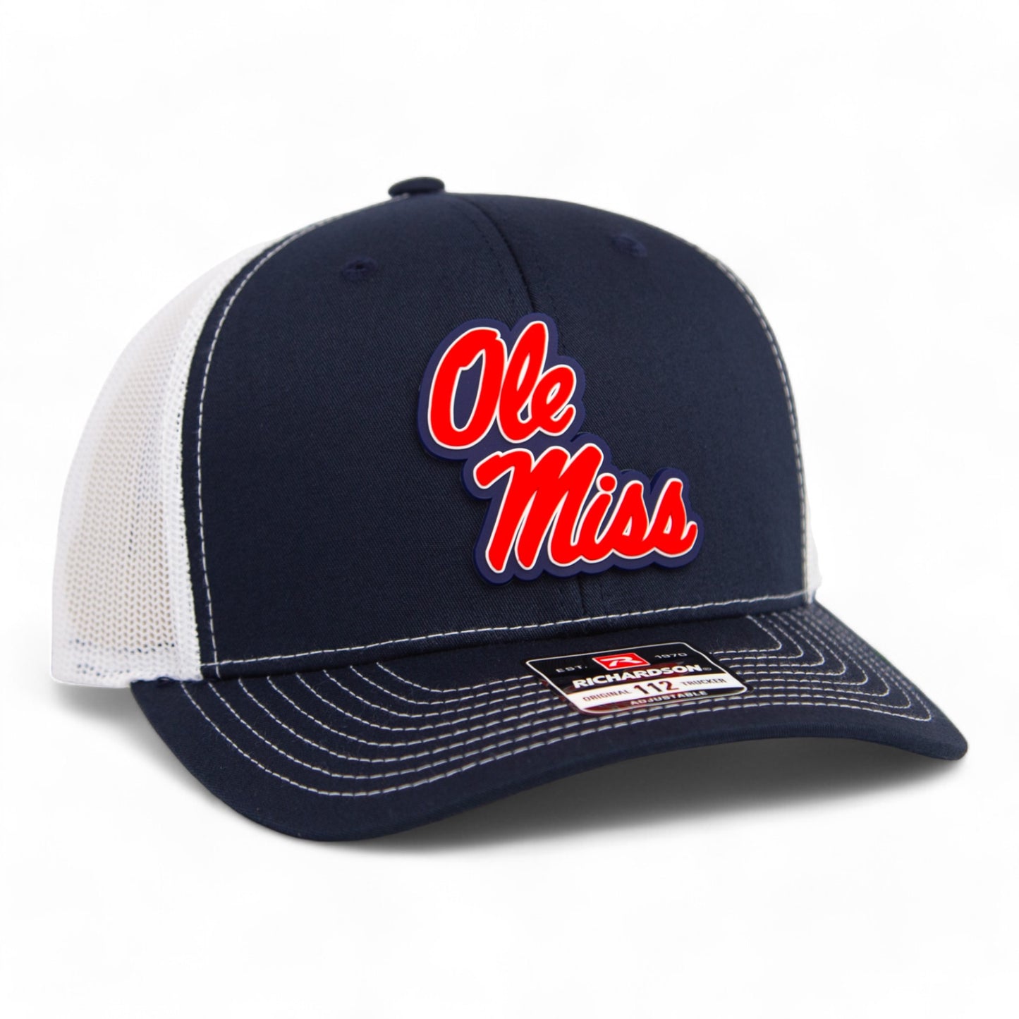 Ole Miss Rebels 3D Snapback Trucker Hat- Navy/ White