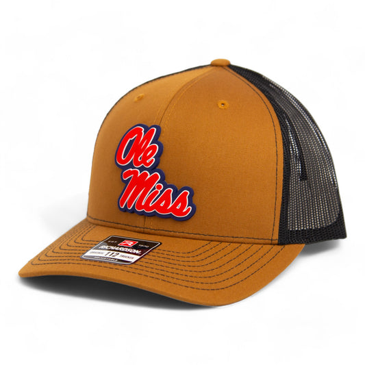 Ole Miss Rebels 3D Snapback Trucker Hat- Caramel/ Black